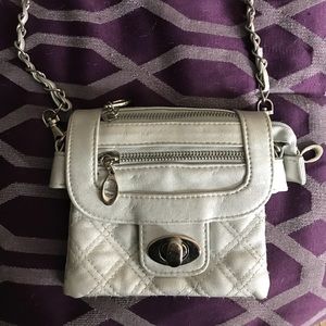 Silver clutch.